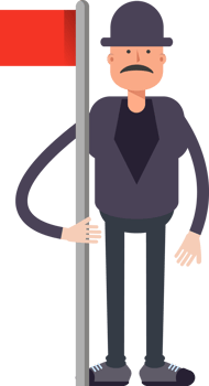 Old Man Character Holding Flag Pole Illustration png