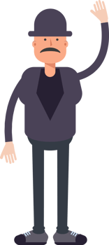 Old Man Character Raising Hand Illustration png