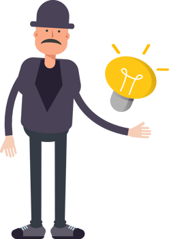 Old Man Character and Light Bulb png