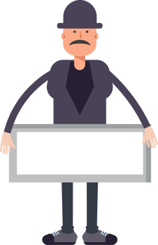 Old Man Character and Blank Signage png
