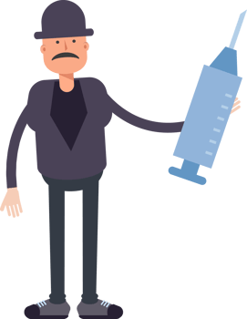 Old Man Character Holding Medical Syringe Illustration png