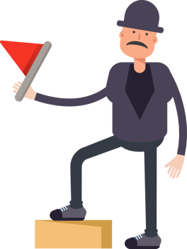 Old Man Character Holding Red Flag png