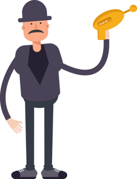 Old Man Character Holding Space Gun png