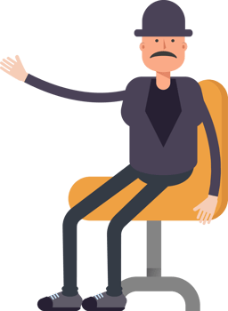 Old Man Character Sitting on Office Chair png