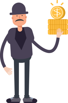 Old Man Character Holding Dollar Coins png