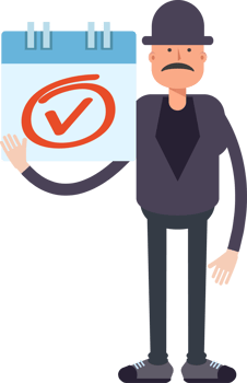 Old Man Character and Check Mark Sign png