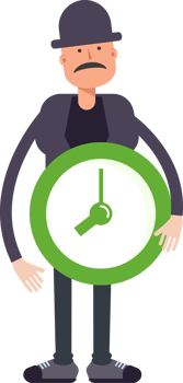 Old Man Character Holding Clock Illustration png