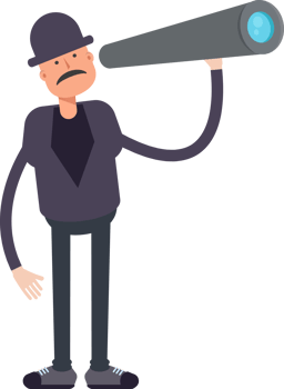 Old Man Character Using Binoculars png