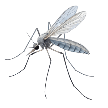Detailed Illustration of a Grey Mosquito, Insect Anatomy, Closeup View, Scientific Illustration png