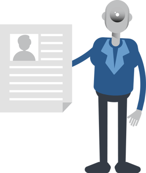 Robot Employee Character Holding Job Application Document png