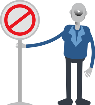 Robot Employee Character and Prohibition Signage png