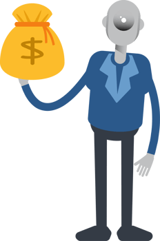 Robot Employee Character Holding Dollar Sack png