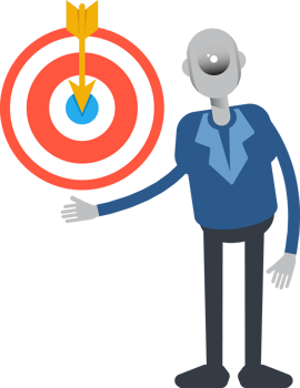 Robot Employee Character Holding Dart png