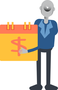 Robot Employee Character and Payment Date Calendar png