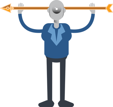 Robot Employee Character Holding Arrow Illustration png
