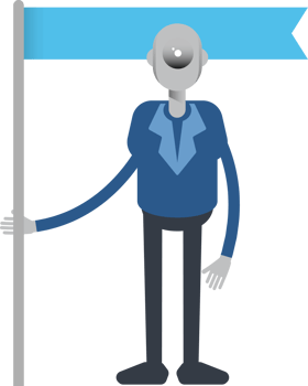 Robot Employee Character Holding Flag Pole Illustration png