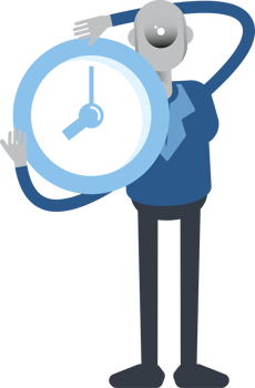 Robot Employee Character Holding Clock Illustration png