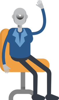 Robot Employee Character Sitting on Chair png