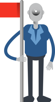 Robot Employee Character Holding Flag Pole png