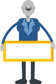 Robot Employee Character and Blank Signage png