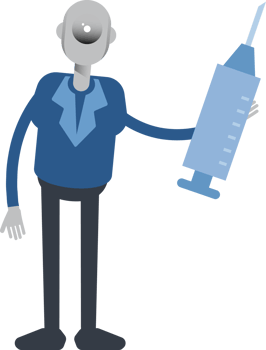 Robot Employee Character Holding Medical Syringe Illustration png