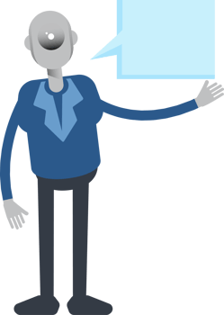 Robot Employee Character and Speech Bubble png