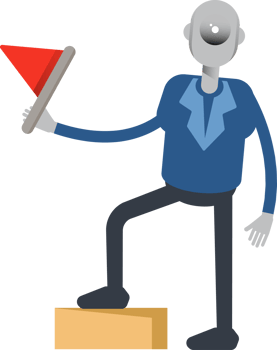 Robot Employee Character Holding Flag png