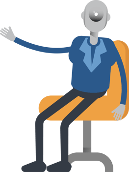 Robot Employee Character Sitting on Office Chair png
