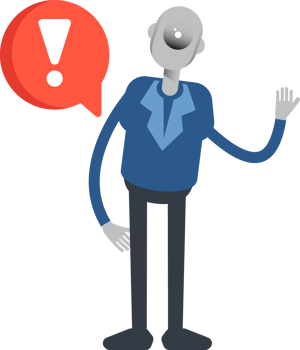 Robot Employee Character and Error Sign png