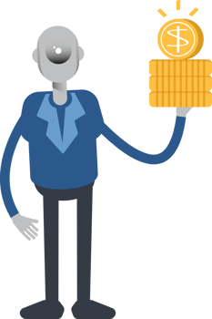 Robot Employee Character Holding Dollar Coins png