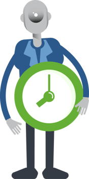 Robot Employee Character Holding Clock png