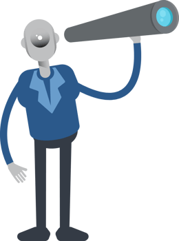 Robot Employee Character Using Binoculars png