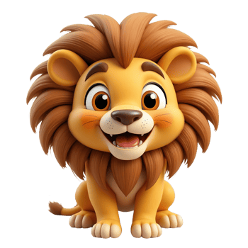 Adorable Cartoon Lion Cub Sitting Happily png