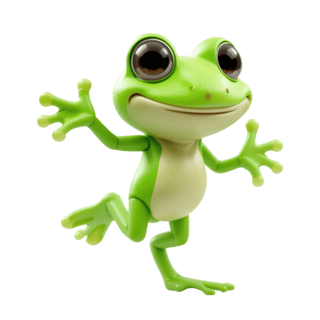A cheerful green frog joyfully leaps and welcomes png