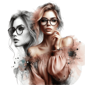 Double Exposure Artistic Portrait Woman png