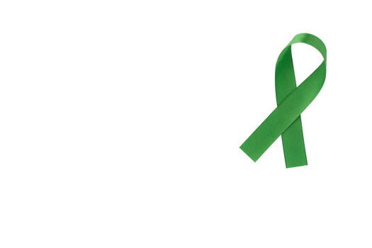 Green ribbon, symbol of social awareness, isolated background. World Cancer Day. copy space. png