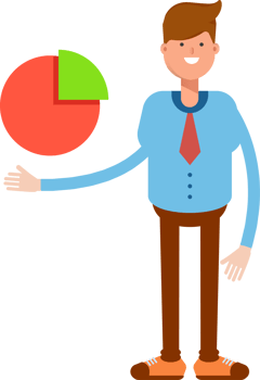 Businessman Character Holding Pie Chart Illustration png