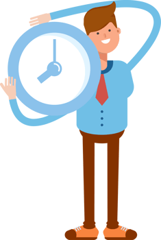 Businessman Character Holding Clock Illustration png