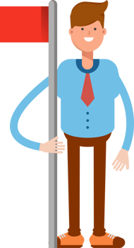 Blue Shirt Businessman Character Holding Flag Pole png