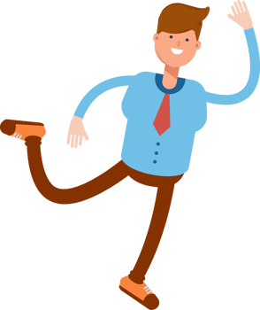 Blue Shirt Businessman Character Jumping and Flying png