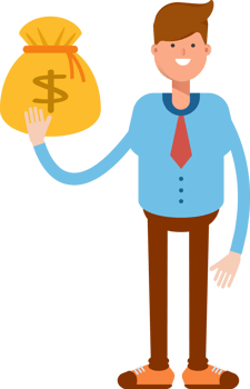Businessman Character Holding Dollar Sack Illustration png