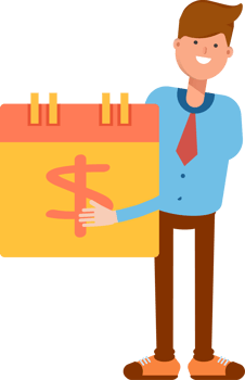 Businessman Character and Payment Date Calendar Illustration png
