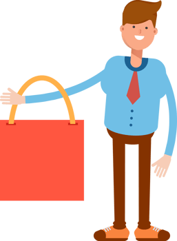 Businessman Character Holding Shopping Bag Illustration png