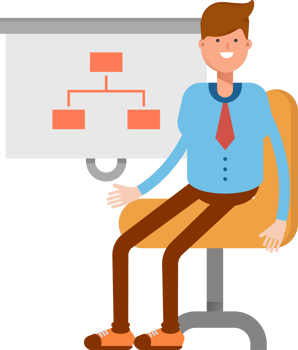 Businessman Character Presenting Organization Chart Illustration png