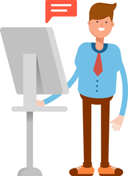 Businessman Character Working on Computer Illustration png