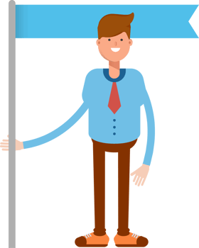 Businessman Character Holding Flag Pole Illustration png