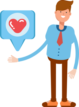Businessman Character and Heart Message Illustration png