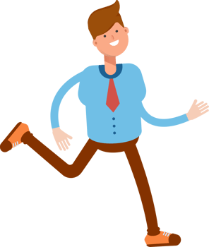 Blue Shirt Businessman Character Running Illustration png