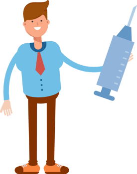 Businessman Character Holding Medical Syringe png