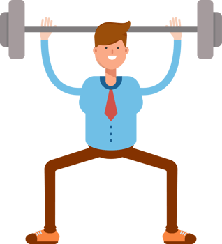 Blue Shirt Businessman Character Lifting Barbell png